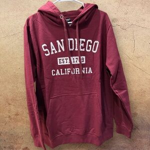 SAN DIEGO CALIFORNIA Burgundy Hoodie Sweatshirt, L